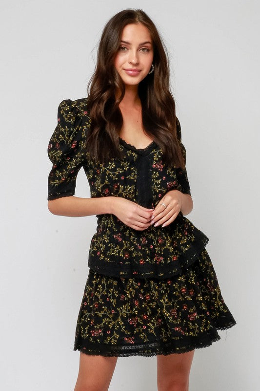 Womens Black Lace Trim Dress