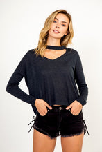 Load image into Gallery viewer, Womens Teal Keyhole Choker Sweater
