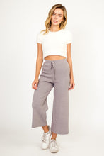 Load image into Gallery viewer, Womens Grey Knit Kick Flare Lounge Cropped Pants
