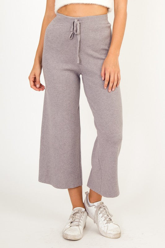 Womens Grey Knit Kick Flare Lounge Pants