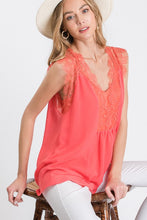 Load image into Gallery viewer, Womens Coral Lace Sleeveless Top
