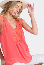 Load image into Gallery viewer, Womens Coral Lace Trim Shirt
