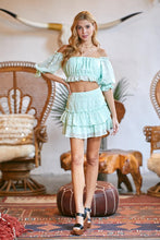 Load image into Gallery viewer, Womens off shoulder top and skirt set for spring/summer
