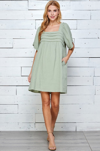 Womens Sage Short Sleeve Tunic Dress 