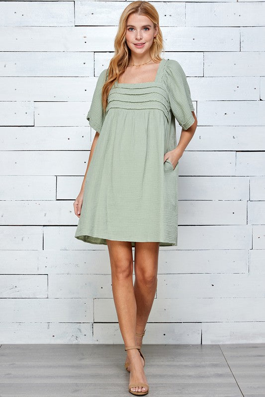 Womens Sage Short Sleeve Tunic Dress 