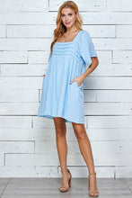 Load image into Gallery viewer, Womens Blue Side Pockets Tunic Dress
