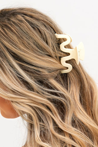 Womens Beige Zig Zag Hair Claw Clip