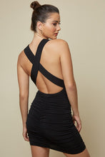 Load image into Gallery viewer, Womens Black Crossed Back Strap Mini Dress
