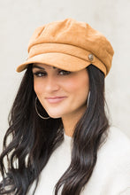 Load image into Gallery viewer, Womens Camel Suede Coin Newsboy Cap Hat
