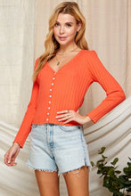 Load image into Gallery viewer, Womens Orange Ribbed Long Sleeve Top
