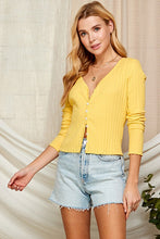 Load image into Gallery viewer, Kat Yellow Ribbed Long Sleeve Top
