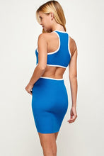 Load image into Gallery viewer, Womens Blue Cut-Out Bodycon Knit Dess
