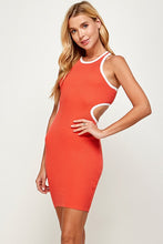 Load image into Gallery viewer, Womens Orange Cut-Out Bodycon Knit Dess
