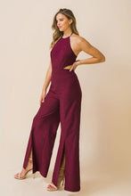 Load image into Gallery viewer, Womens Burgundy Side Cuut Out Jumpsuit
