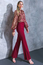 Load image into Gallery viewer, Womens Burgundy Seamless Flare Leg Long Pants
