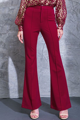 Adalee Burgundy High-Rise Flare Pants