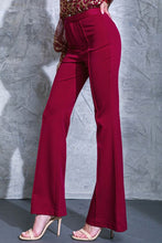Load image into Gallery viewer, Womens Burgundy High-Rise Flare Pants
