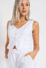 Load image into Gallery viewer, Womens White Linen Button Down Vest
