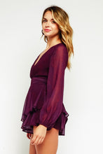 Load image into Gallery viewer, Womens Plum Long Sleeve Romper
