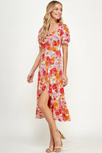 Load image into Gallery viewer, Womens Orange Short Sleeve Midi Dress
