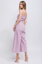 Load image into Gallery viewer, Womens lilac smocked top with wide crop leg jumpsuit
