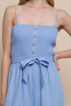 Load image into Gallery viewer, Womens Light Blue Line Smocked Top Jumpsuit
