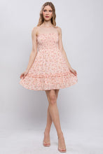 Load image into Gallery viewer, Womens Blush Floral Print Smocked Tiered Mini Dress
