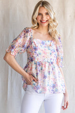 Load image into Gallery viewer, Womens Lavender Floral Chiffon Baby Doll Top
