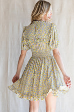 Load image into Gallery viewer, Womens Yellow Floral Point Frilled Baby Doll Dress
