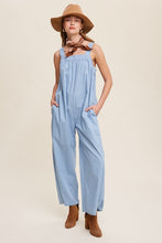 Load image into Gallery viewer, Womens Light Denim Square Neckline Jumpsuit
