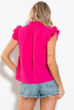 Load image into Gallery viewer, Womens Fuchsia Ruffle Self Tie Neck Top 
