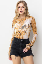 Load image into Gallery viewer, Womens Long Sleeve Animal Print Sheer Bodysuit
