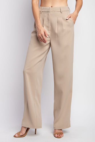Womens Taupe Wide Leg Pants