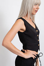 Load image into Gallery viewer, Womens Black Fitted Button Down Vest
