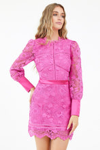 Load image into Gallery viewer, Womens Pink Lace Long Sleeve Dress
