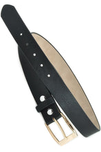 Load image into Gallery viewer, Womens Black Classic Gold Buckle Belt
