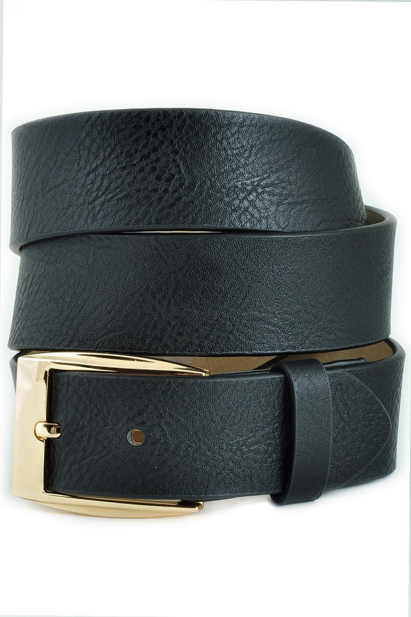 Womens Black Classic Gold Buckle Belt