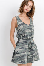 Load image into Gallery viewer, Womens Camo Sleeveless Romper with Side Pockets
