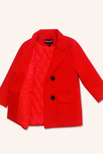 Load image into Gallery viewer, Girls Red Long Wool Coat with Lining
