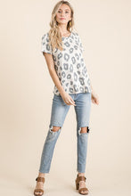 Load image into Gallery viewer, Ladies White Animal Print Basic Top
