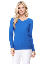 Load image into Gallery viewer, Womens Basic V-Neckline Long Sleeve Knit Top - Lovell Boutique
