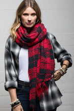 Load image into Gallery viewer, Womens Red and Black Plaid Scarf
