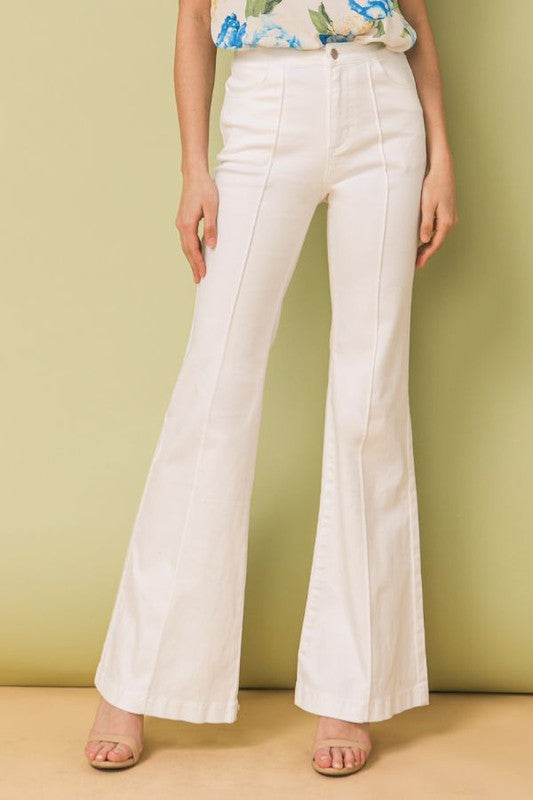 Womens White Front Seam Denim Jeans