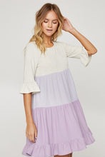 Load image into Gallery viewer, Women Lilac Mixed Baby Doll and Silhouette Dress 
