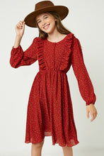 Load image into Gallery viewer, Girls Red Long Sleeves Midi Dress
