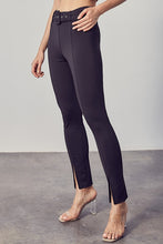 Load image into Gallery viewer, Womens Black Pull Up Ankle Slit Pants

