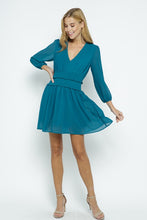 Load image into Gallery viewer, Womens Teal V-Neckline Mini Dress
