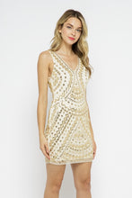 Load image into Gallery viewer, Womens Sparkle V-Neck Short Dress
