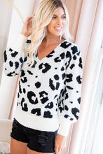 Load image into Gallery viewer, Ivory Black V-neck long sleeve sweater
