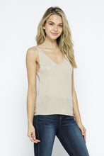 Load image into Gallery viewer, Womens Beige Glitter Sleeveless Tank Top
